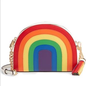 Ginny Leather Rainbow Stripe Half Moon Crossbody